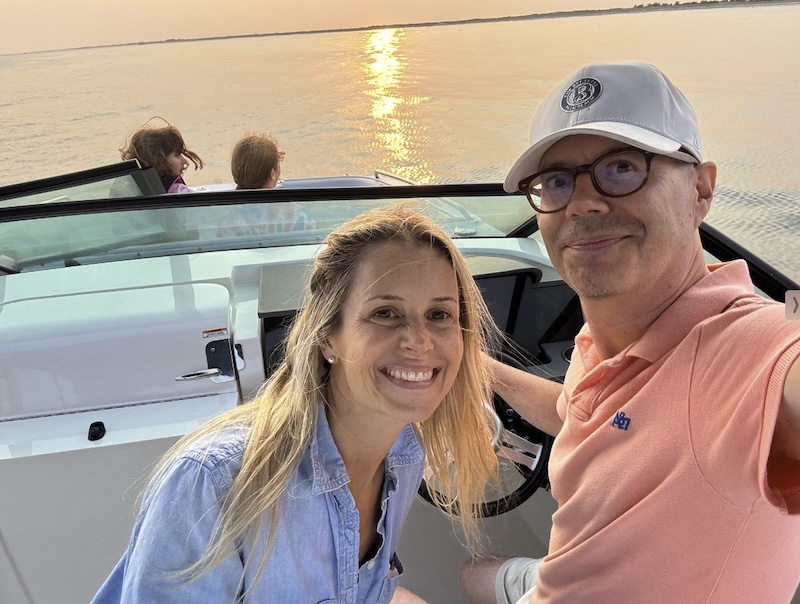 Nicole and Albert out for a sunset watching boat ride